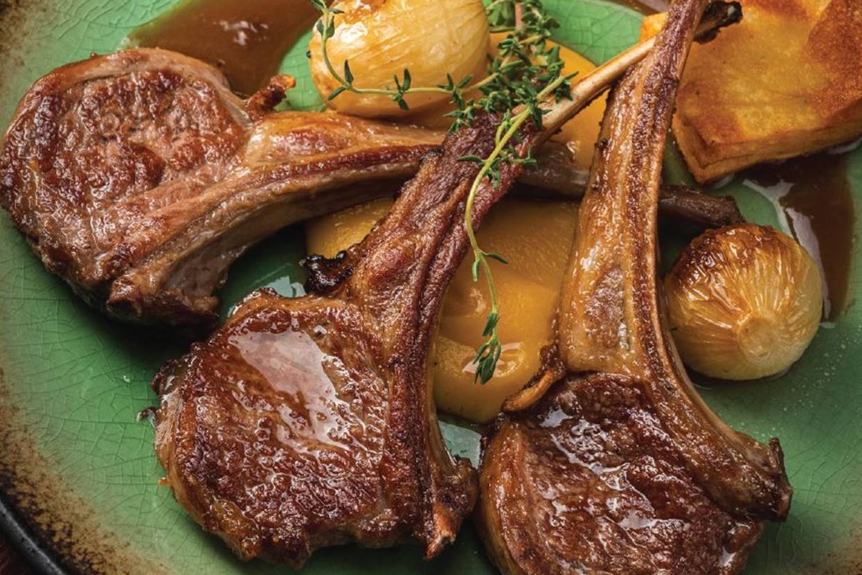 Chuletas de cordero al Romero con crema de calabaza